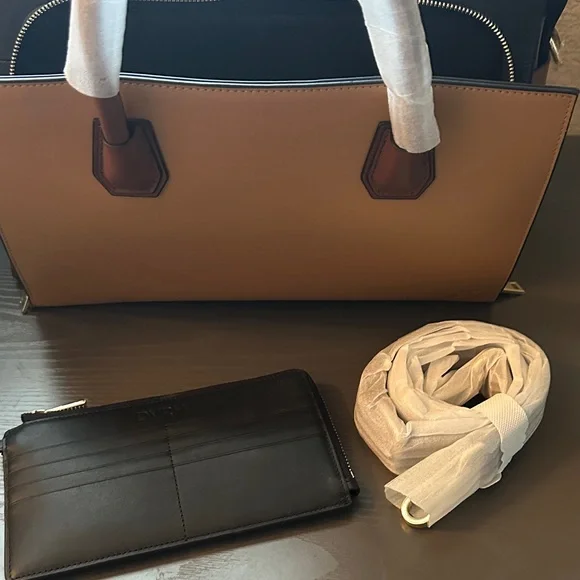 DVRH Tan Brown Black Women's Concealed Carry Leather Satchel w/Shoulder Strap - Picture 10 of 16